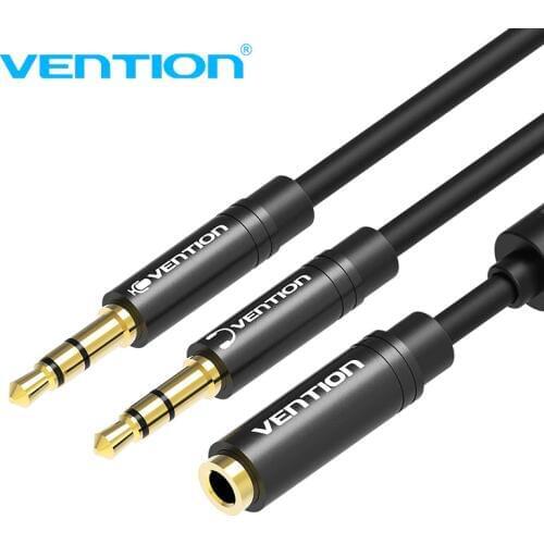 Vention Audio Extension Cable Headphone Splitter for Computer 3.5mm Female to 2 Male 3.5mm Mic Y Splitter Headset to PC Adapter
