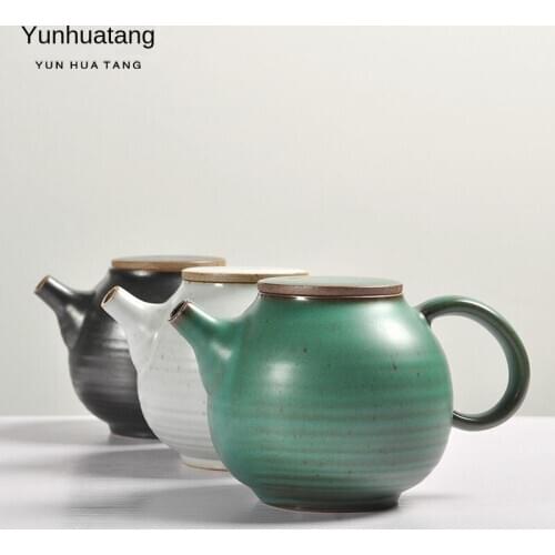 Stoneware Teapot Handmade Kiln Baked Retro Flat Lid Pot Pot Kung Fu Tea Set Teapot Single Teapot Kettle Tea Pot Teapot Set