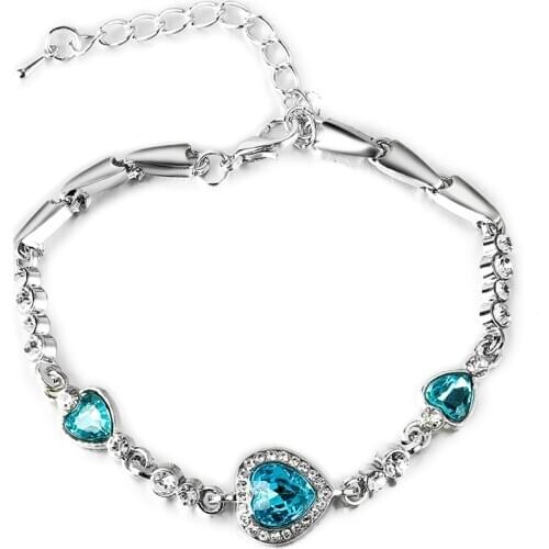 Korean Fashion Ocean Heart Crystal Bracelet Korean Ornament Accessories Bracelet Bracelet Hand Jewelry Women Metal Bohemia