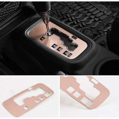 Chuang Qian 1Pcs Gold Aluminum Gearshift Box Gear Frame Cover Car Decoration Trim For Jeep Wrangler JK 2012-2018 Car Stickers
