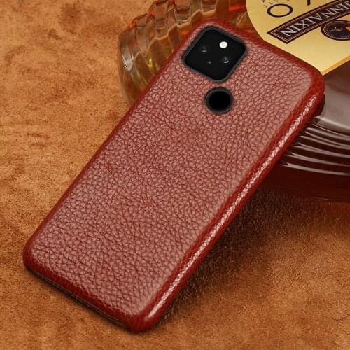 Mobile Phone Case For Google Pixel 5 Pixel 4 Pixel 4A Luxury Genuine Litchi Grain Leather Half-Inclusive Protection Cover Shell