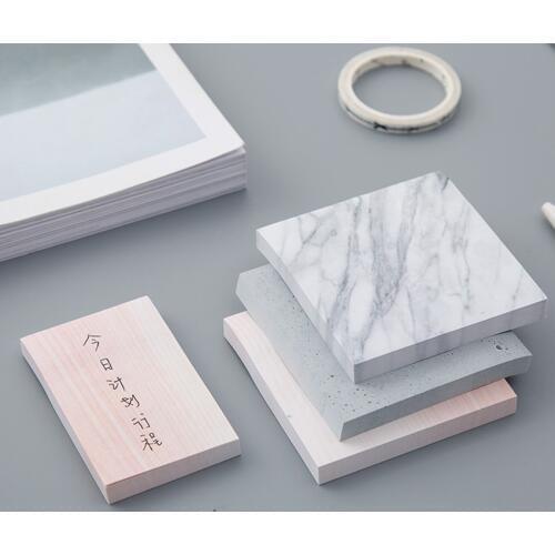 Creative Marble Color Self Adhesive Memo Pad Stone Style Sticky Notes Bookmark School Office Stationey Trumpet book