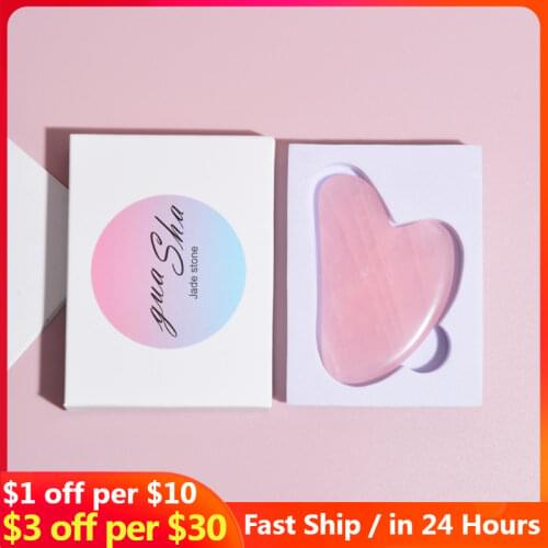 Natural Jade Gua Sha Stone Board Massage Rose Quartz Guasha Plate for Face Neck Back Body Jade Face Massager Scrapers Tools