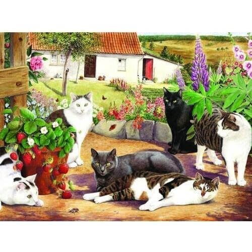 MHD DIY Diamond Embroidery cat Diamond Painting Cross Stitch 5D full square round Rhinestones paste Pattern Home Decoration