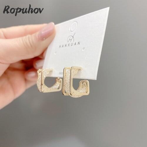 Ropuhov 2021 Jewery Trendy Korean 925 Silver Needle Luxury Japanese And Korean EARRINGS Metal Geometric Square Earrings Women