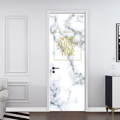 Marbling Pattern Door Stickers DIY Renovation Door Sticker Living Room Decor Home Decoration Accessories