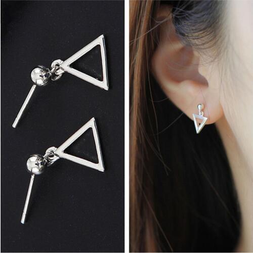 New Fashion Punk Minimalist Simple Cute Geometric Hollow Triangle Stud Earrings for Women Jewelry Mujer Brincos Pendientes