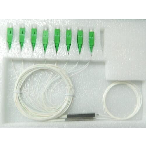 SCAPC MINI PLC 1X8 Single mode Fiber Optical splitter FTTH PLC Steel tube type SCAPC 1x8 PLC optical fiber splitter