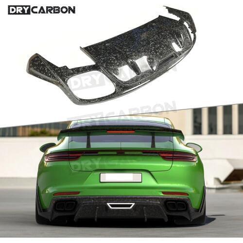 Dry Carbon Fiber Rear Diffuser Forged Carbon Bumper Lip Guard Spoiler For Porsche Panamera 971 2017 2018 2019 Car Styling