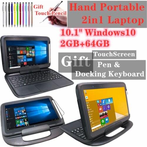 10.1 Inch 3E Windows 10 Tablet PCK eyboard Docking with battery Quad Core 2+64GB 1366*768 IPS dust/water-resistant