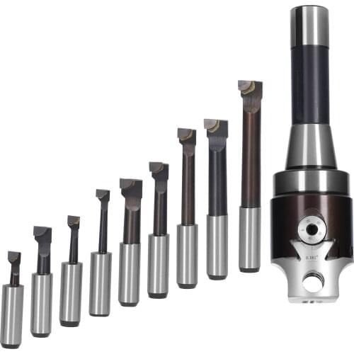 R8-F1 Boring Bar Kit Boring Heads R8 Shank Holder Set with 1/2inch Carbide Boring Bar for Manufacturing and Milling Workpiece