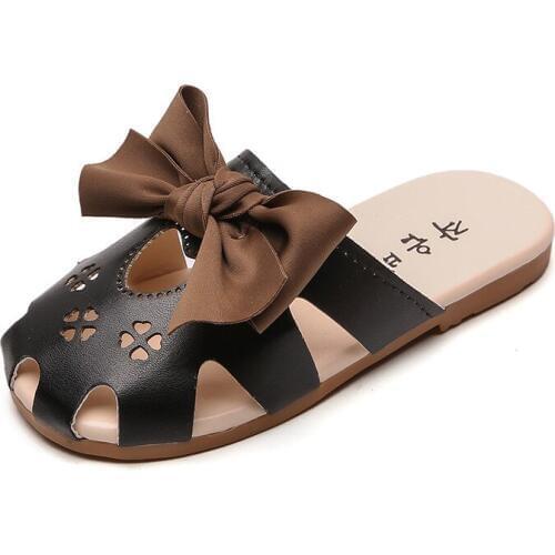 2020 Fashion Kids Girls Slippers Summer Shoes Home Outdoor Bow Sandals Slippers Children Girl Slides Cow Muscle Sole сандали