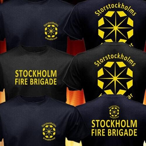 Sweden Storstockholms Brandforsvar Stockholm Fire Brigade Fire Fighter 2019 MenS Fashion Cartoon Character Fitness T-Shirts