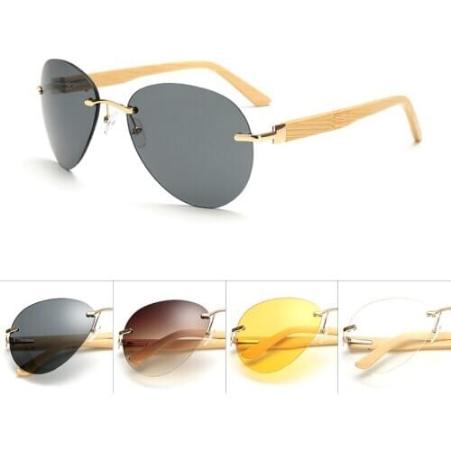 Wood Men Women Night Bamboo Sunglasses Drive Yellow Lens Vintage Square Male Female Sun Glasses for men High quality