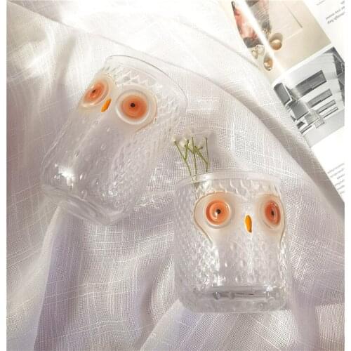 Glass Cup Owl Water Cups Wine Glasses Drinkware Transparent Gobelets Et Verres Decoration Coffee Mug Milk Bottle Бокалы Для Вина