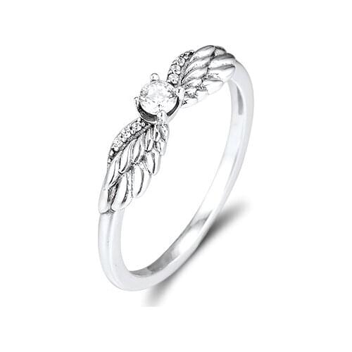 Sparkling Angel Wings Ring Authentic 925 Sterling silver Jewelry Ring For Woman European Style Silver Rings For Jewelry Making