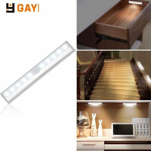 NEW 6 10 LED SPIR LED Motion Sensor Light Cupboard Wardrobe Bed Lamp LED Under Cabinet Night Light for Closet Stairs Kitchen
