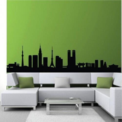 Tokyo Japan Landmarks Wall Sticker Skyline Wall art Living room Background Wall Stickers Home Decor Drawing room Wall Decals