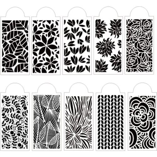 10pcs DIY Leaf Rose Drawing Stencils Templates Embossing Paper Card Painting Scrapbooking Stamp Album Decor