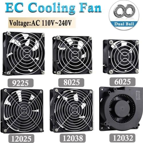 1pcs Gdstime EC 110V 120V 220V 240V 60mm 80mm 90mm 120mm Radiator Cooling Fan 80x25mm 2-wire Ball Bearing Brushless Axial Cooler