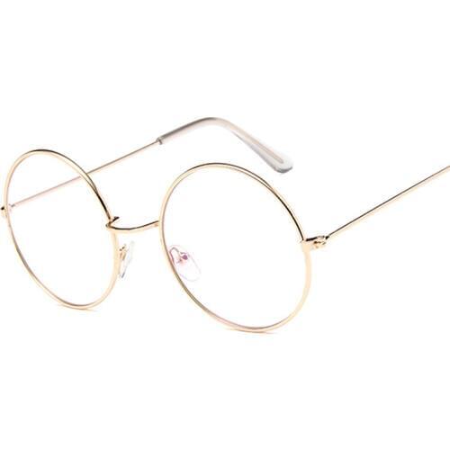 Vintage Round Glasses Clear Lens Fashion Gold Round Metal Frame Glasses Optical Men Women Eyeglass Frame Fake Glasses