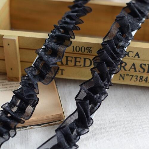 1 / meter black lace embroidery temperament elastic folds