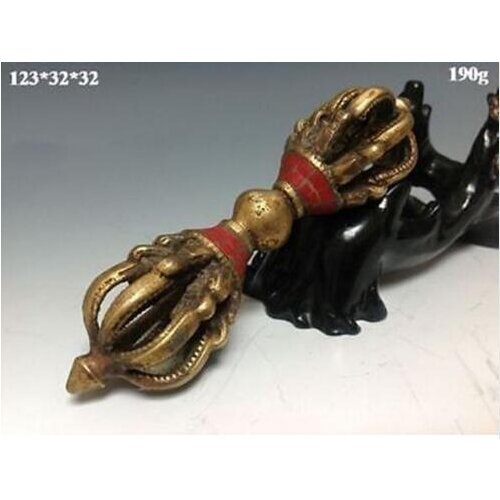 YM 305 Tibetan Buddhism Bronze Buddhist Ritual Tool Hand DorjeTurquoise decoration