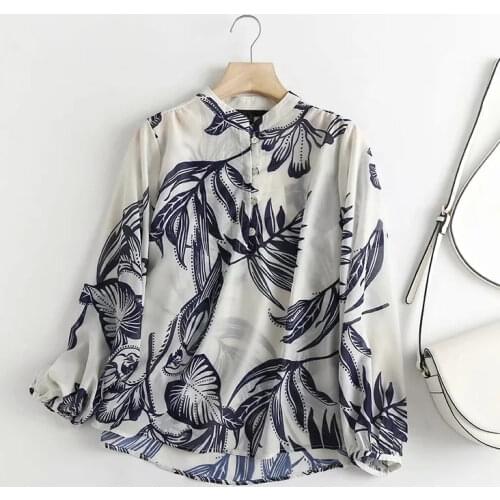 Dave&Di Indie Folk Blusas Mujer De Moda 2021 Shirt England High Street Vintage Printing Loose Casual Autumn Blouse Women Tops
