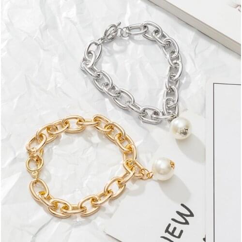 Bohemian Simple Pearl Bracelets For Women Fashion Gold Silver Colour Beaded Chain Bracelets Charm Bracelet Bangles Jewelry Punk