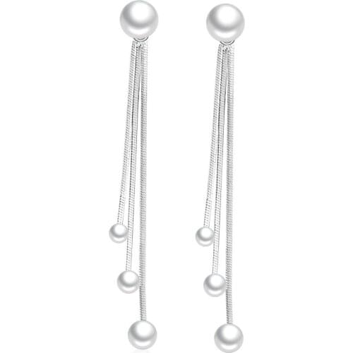 S925 Silver Earring Pearl drops Tassel Drop Earring For Women Wedding Gift Lady Girl Fashion Jewelry