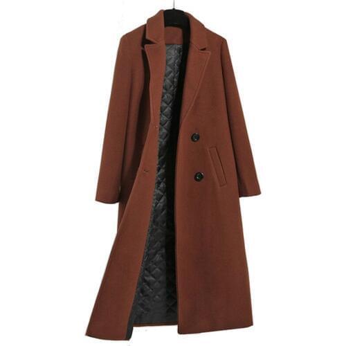 Caramel color Women Wool Jacket Coats Fashion Casual Slim Thicken Warm Long Outerwear coat Autumn/winter Wool Lady Coats RE2283