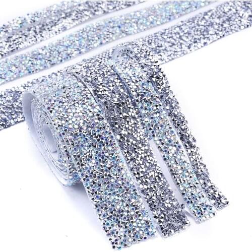 1Yard Rhinestones Resin Trim Strass Decorative Tape Handmade Rhinestone Tape Applicator Ribbon With Rhinestones Appliques