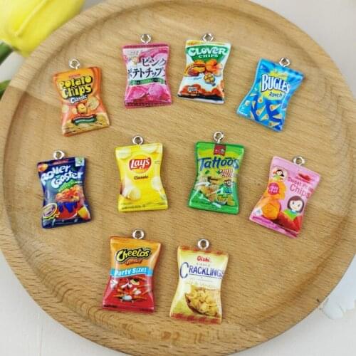 10pcs Potato Chips Keychain Resin Charms Diy Crafts Findings Handmade Bear Phone Case Casual Snack Pendants SO CUTE