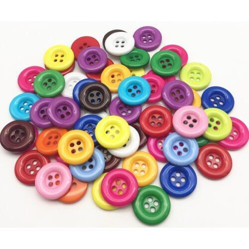 100pcs 18mm Mixed Resin Round Sewing Buttons Sewing 4 Holes Shirt Button For Clothing Accessories Scrapbooking Cardmaking