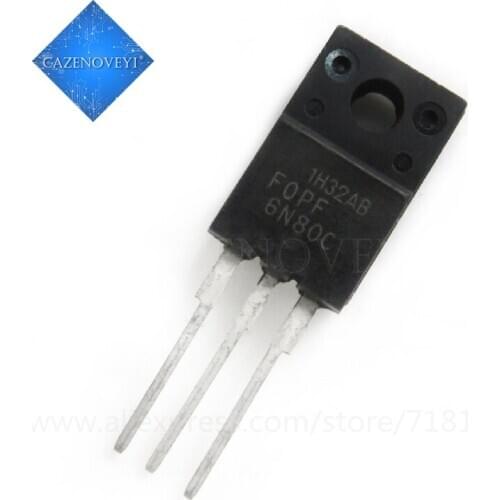 10pcs/lot FQPF6N80C FQPF6N80 6N80C 6N80 TO-220F In Stock