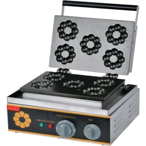 110V 220V 1550W Non-Stick Commercial Plum Donut Machine Plum Crisp Machine 5pcs Waffle Machine Donut Cake Baker Free Shipping