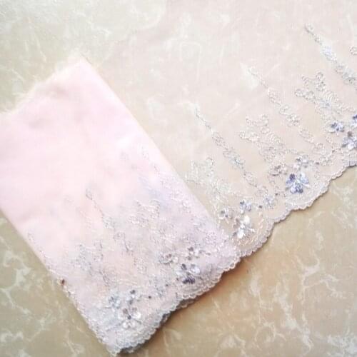 19Yards Light Blue Pink Mesh Embroidery Lace Trim Trimmings Dress Accessories Fabric Sewing Crafts Doll Girl Skirt Material