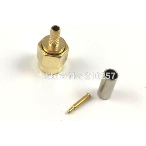 2pcs SMA Male Plug RF Coax Connector Crimp for RG316 RG174 LMR100 Cable Straight Goldplated