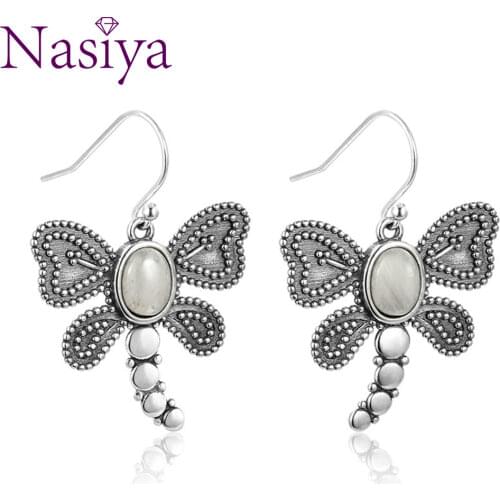 6x8MM Oval Moonstone Cute Drop Earrings For Women 925 Sterling Silver Earring Party Engagement Wedding Fine Jewelry