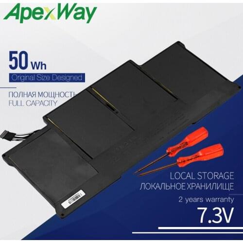 ApexWay 7.3V 50Wh a1405 New Laptop Battery for Apple MacBook Air 13" A1405 A1466 A1377 A1369 Late 2010 Mid 2011 2012-2015 Early
