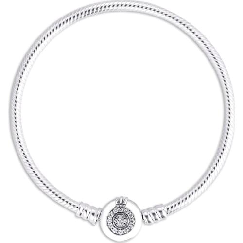 Signature Moments Sparkling Crown O Snake Chain Bracelet For Woman DIY Jewelry Making Rose Gold Jewelry Fashion Bracelets