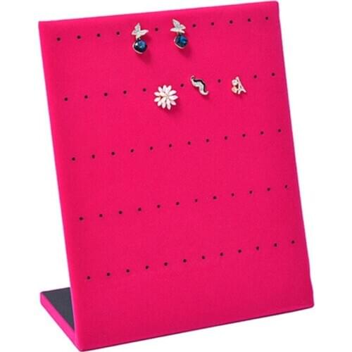 Wood Velvet Earring Jewelry Packaging Display Stand Earrings Holder Show Case Organizer Tray Rose Red/Black/Beige