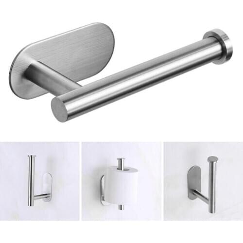 Paper Towel Holder Sucker Stainless Steel Toilet Paper Holder Wall Mount Roll Tissue Rack Kitchen Organizer Bathroom Accessories
