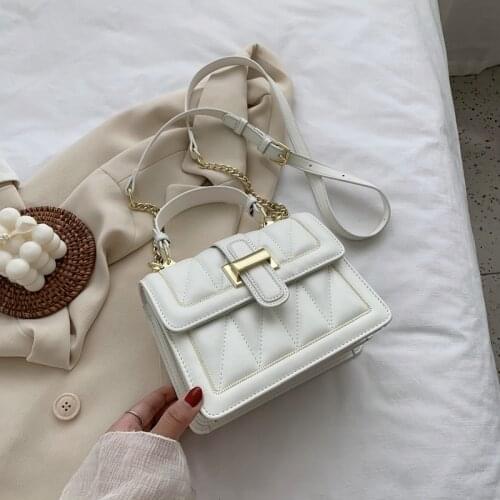 Designer Summer New Leather Chain Solid Color Shoulder Bags for Women 2021 Fashion Luxury Small Square Crossbody Bag Handbags