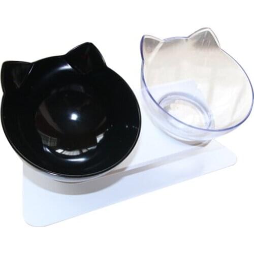 Pets Double Bowl Dog Cat Food Water Feeder Stand Raised Ceramic Dish Bowl Wooden Table Pet Supplies