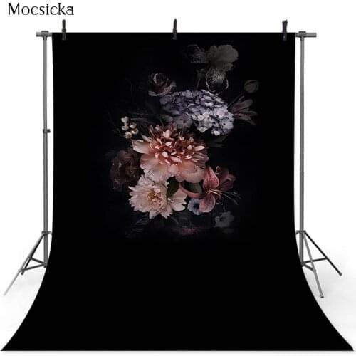 Fabulous Oil Painting Floral Backdrop for Photography Studio Black Newborn Kids Adult Portrait Background for photo studio props