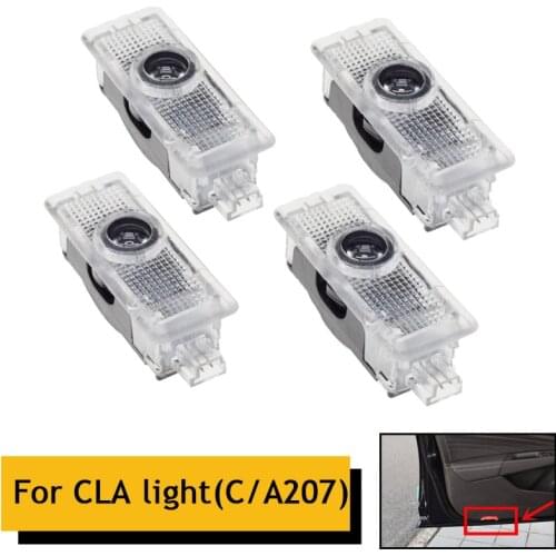 Lampe de bienvenue 3D pour Mercedes Benz C207 C218 A207 C117 AMG classe CLA CLS E, projecteur avec Logo, 4 pièces