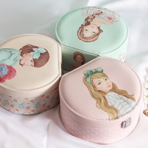 Sweet Girls Jewelry Box Princess Double-deck Large Capacity Necklace Earrings Makeup Case Storage Box Graduation Birthday Gifts