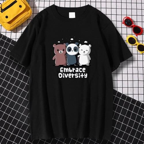 Cotton Embrace Diversity Tops Tees Prints T Shirt Funny Loose Male Oversize Tops Cartoon Man Short Sleeve