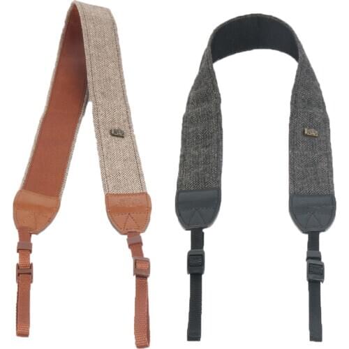 Cotton belt DSLR Camera strap neck and should hold brown and gray colour